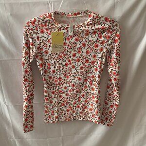 MAAJI Golden Poppies Swim Surf Rash Guard in Orange/White Sz MEDIUM